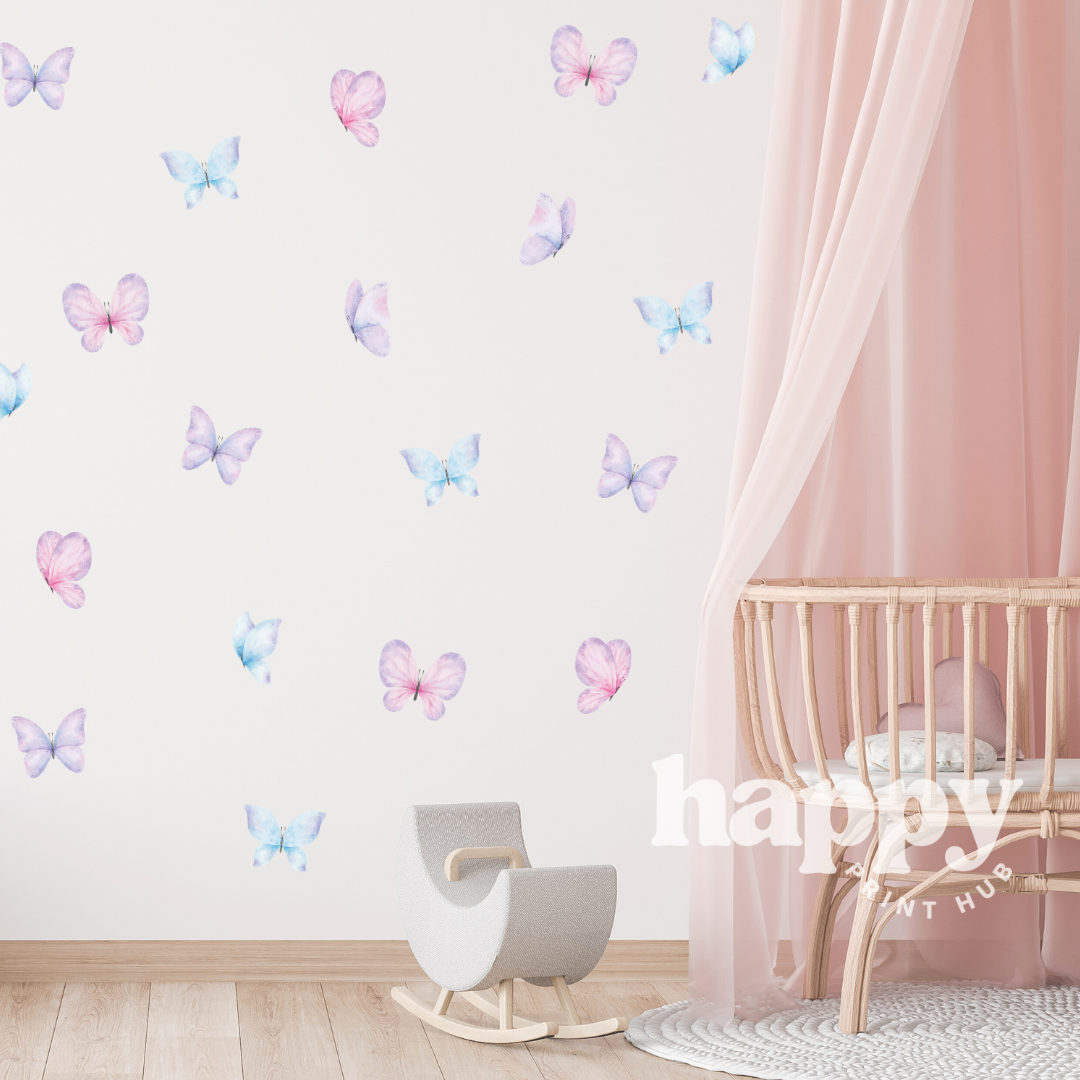 Butterflies Pink + Purple + Blue Wall Decals