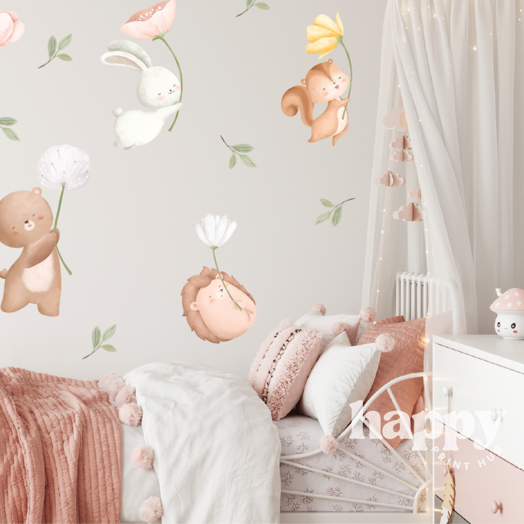 Woodland Animals + Flowers Wall Decals