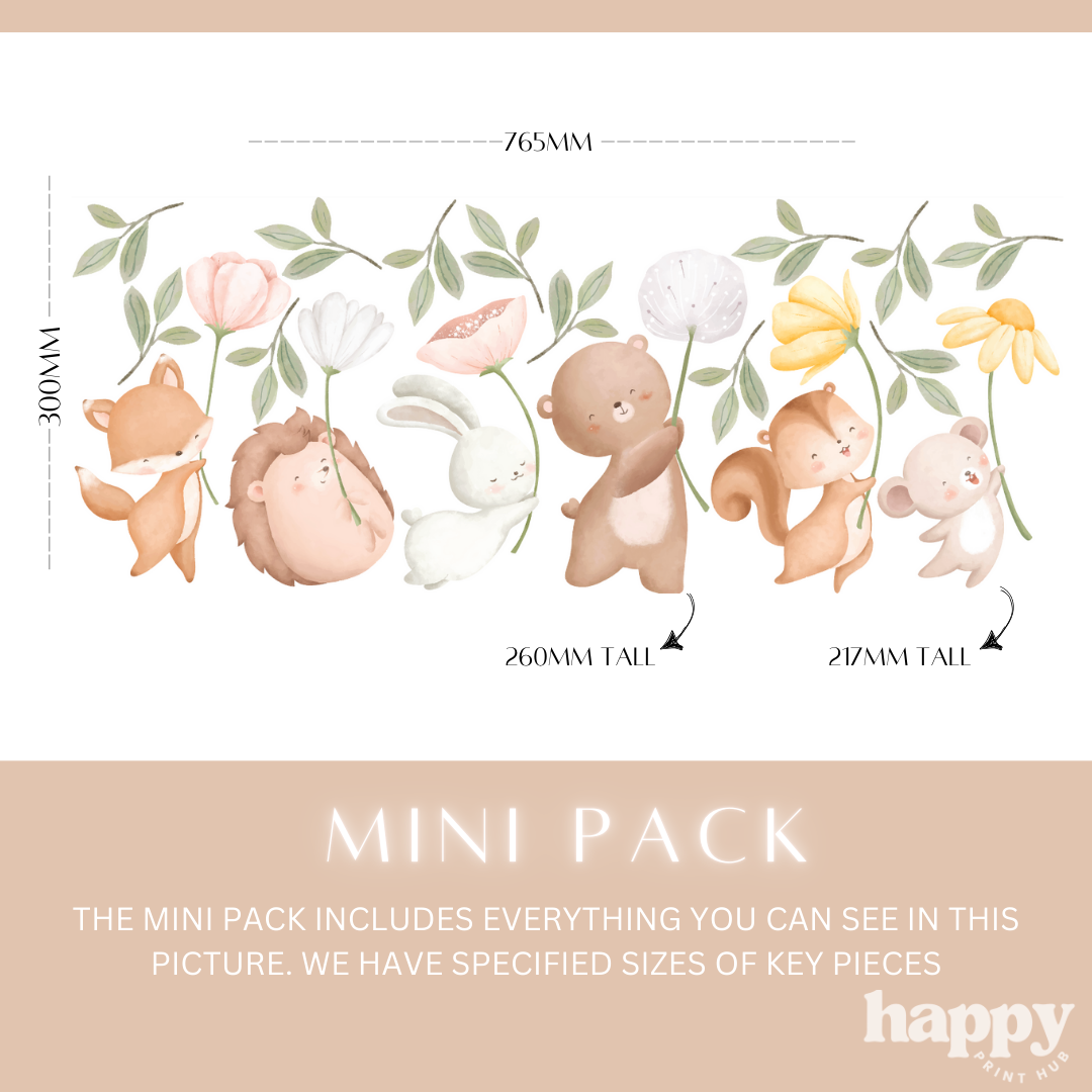 Woodland Animals + Flowers Wall Decals