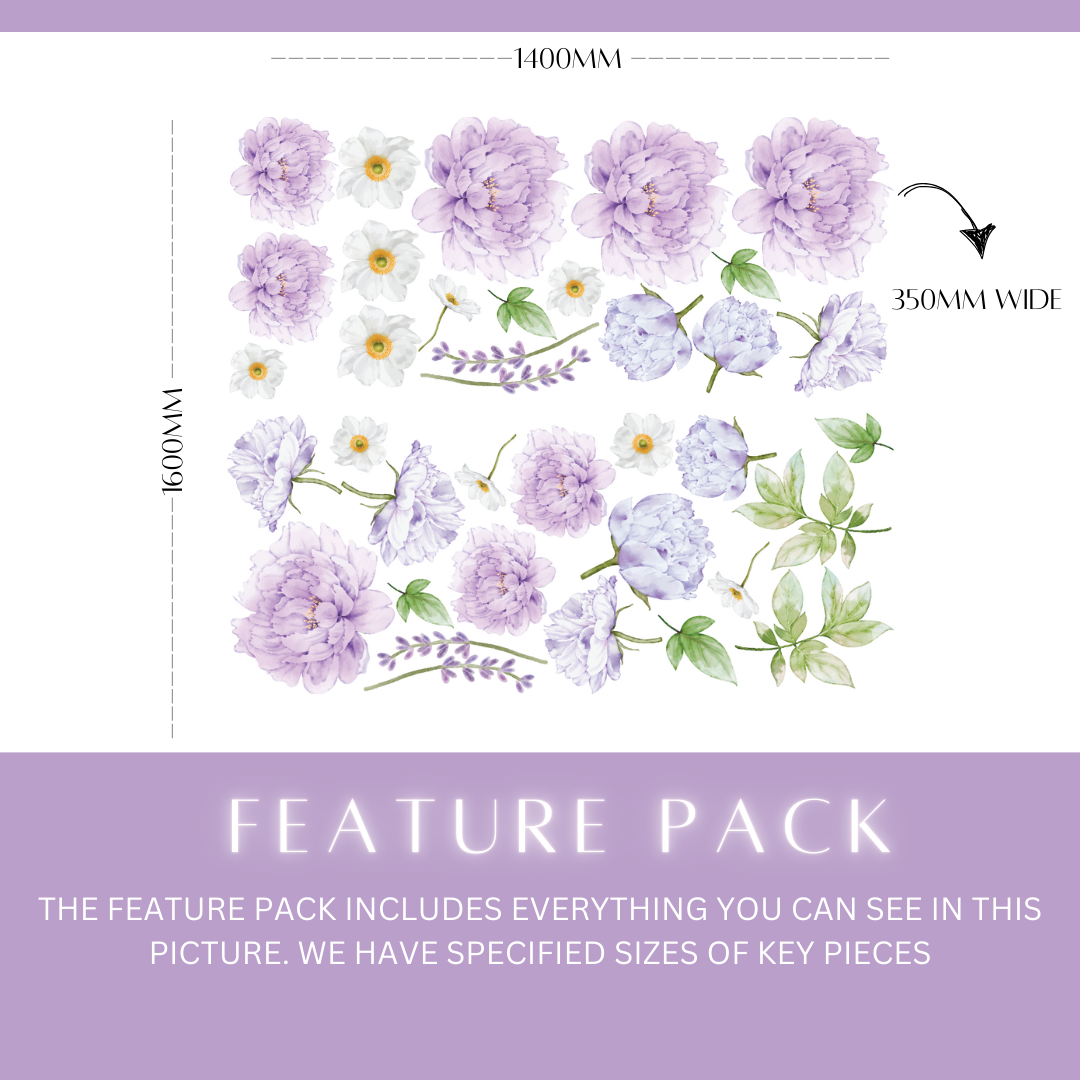 Purple Peonies Wall Decals