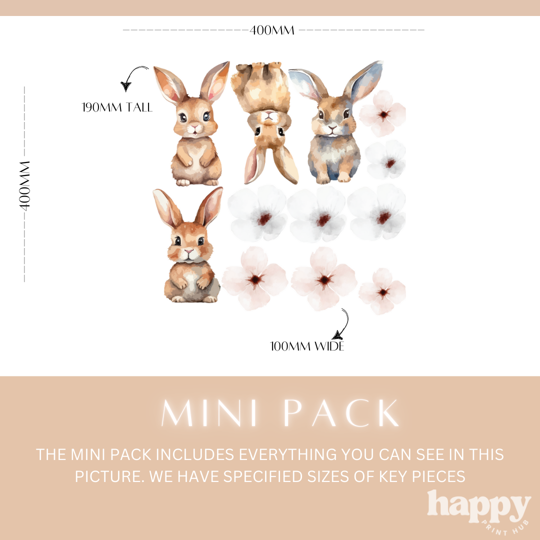 Bunnies + Flowers Wall Decals