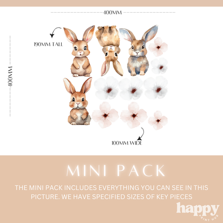 Bunnies + Flowers Wall Decals