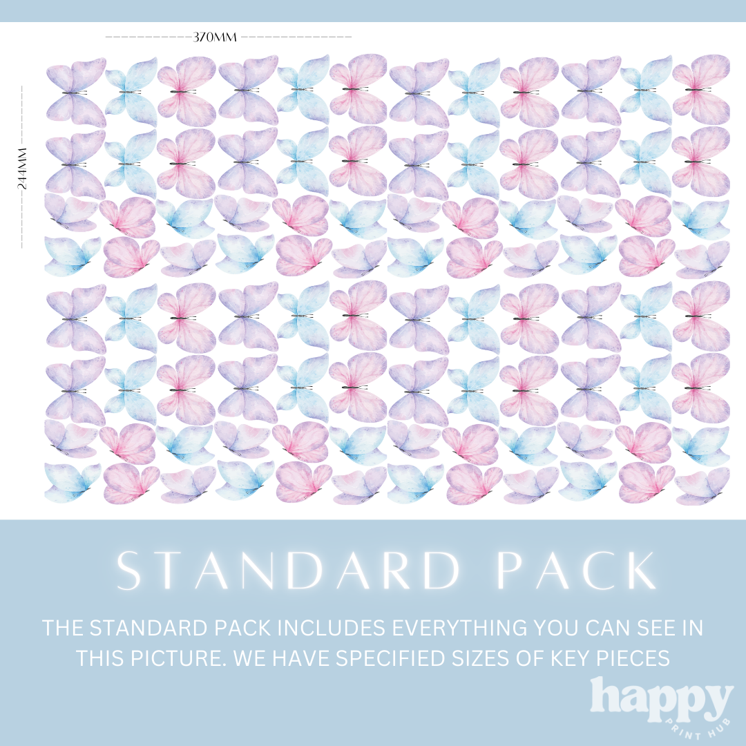 Butterflies Pink + Purple + Blue Wall Decals