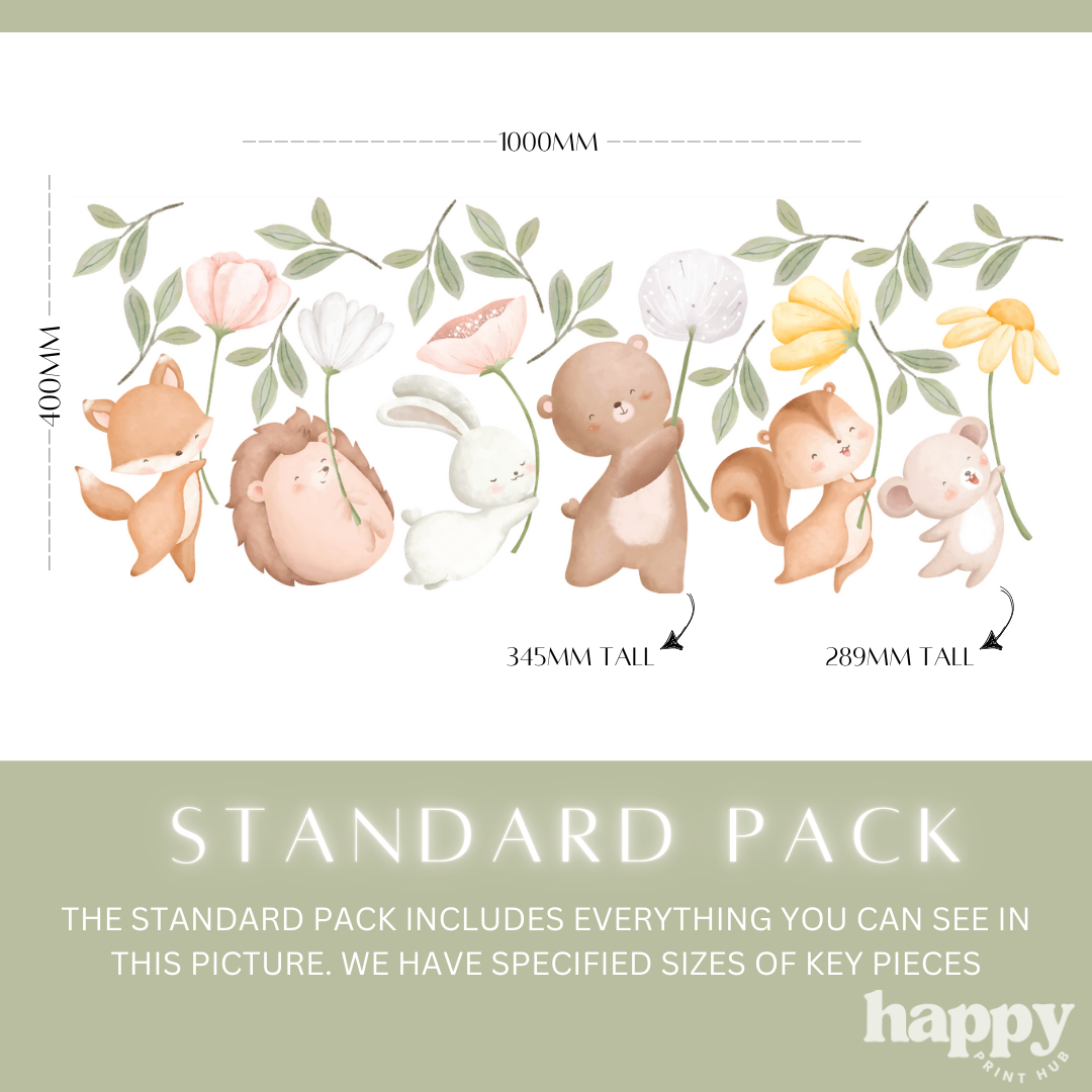 Woodland Animals + Flowers Wall Decals