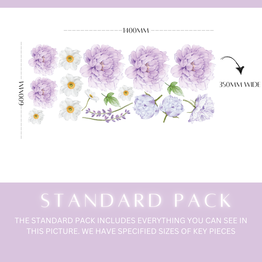 Purple Peonies Wall Decals