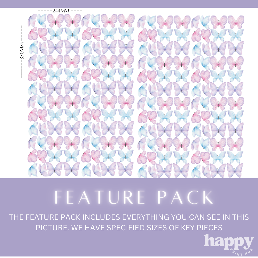 Butterflies Pink + Purple + Blue Wall Decals