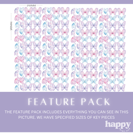 Butterflies Pink + Purple + Blue Wall Decals