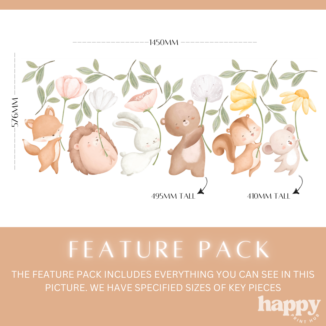 Woodland Animals + Flowers Wall Decals