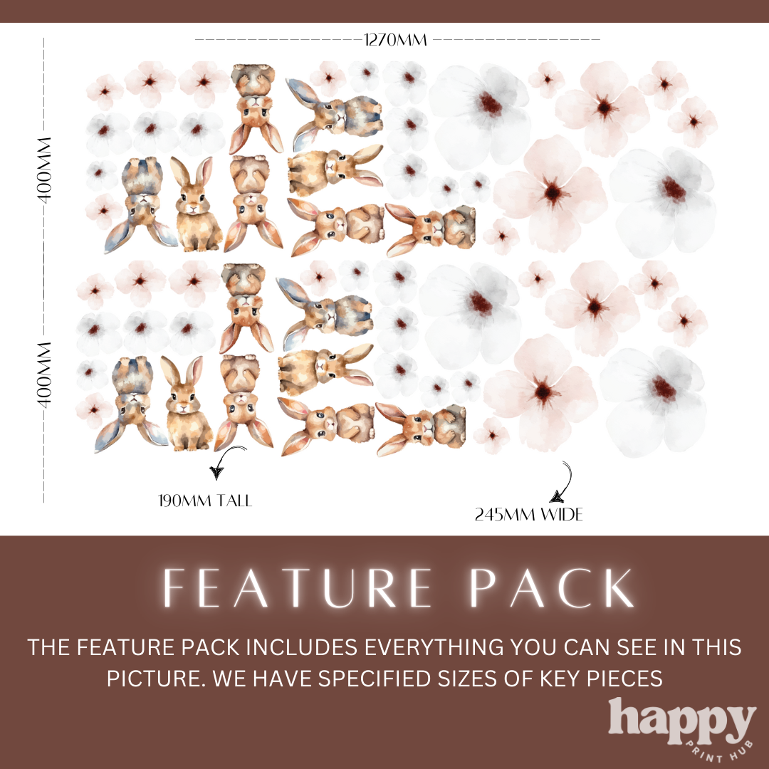 Bunnies + Flowers Wall Decals