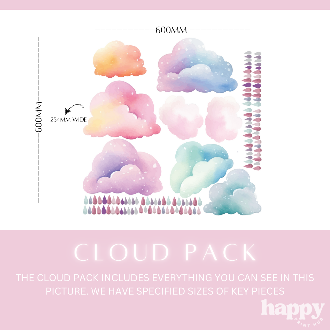 Clouds + Sun + Rainbows Wall Decals
