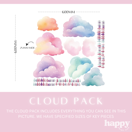 Clouds + Sun + Rainbows Wall Decals