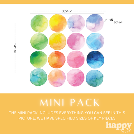 Watercolour Rainbow Dots Wall Decals