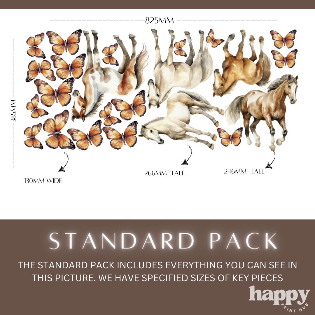 Horses + Butterflies Wall Decals