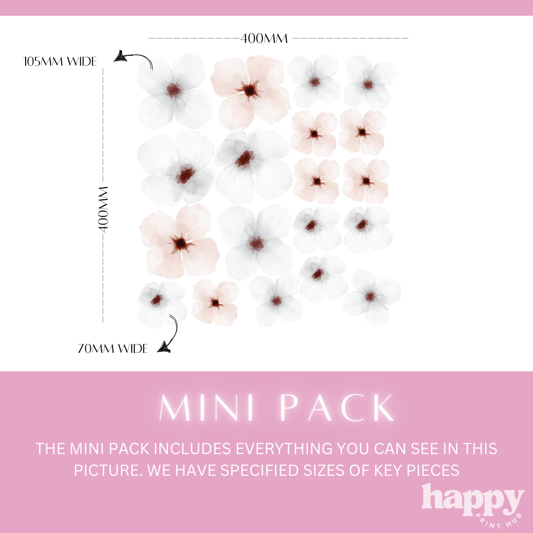 White & Pink Flower Wall Decals