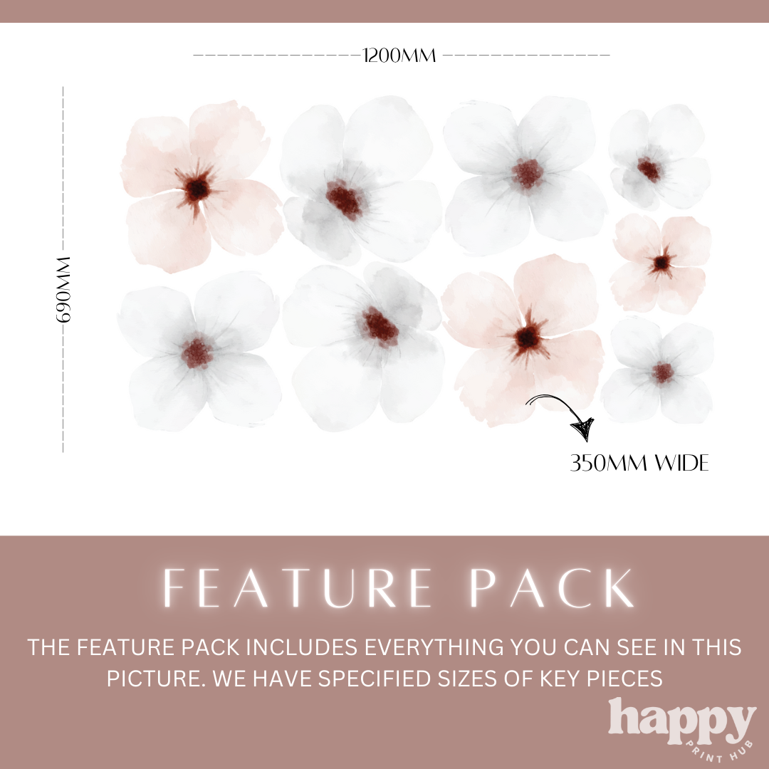 White & Pink Flower Wall Decals