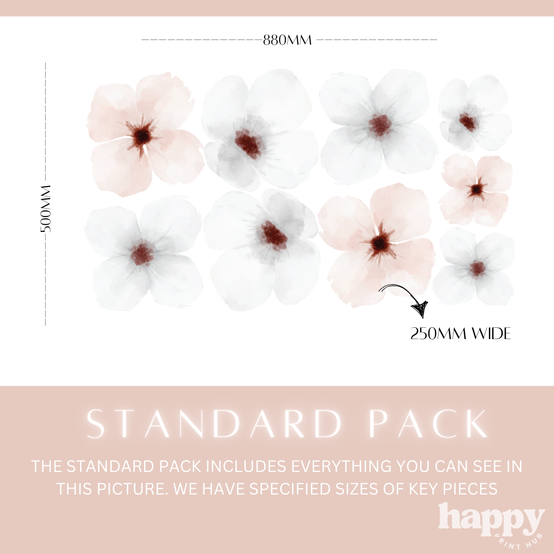 White & Pink Flower Wall Decals