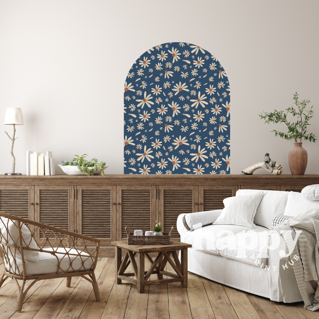 Denim Daisy Arch Wall Decal