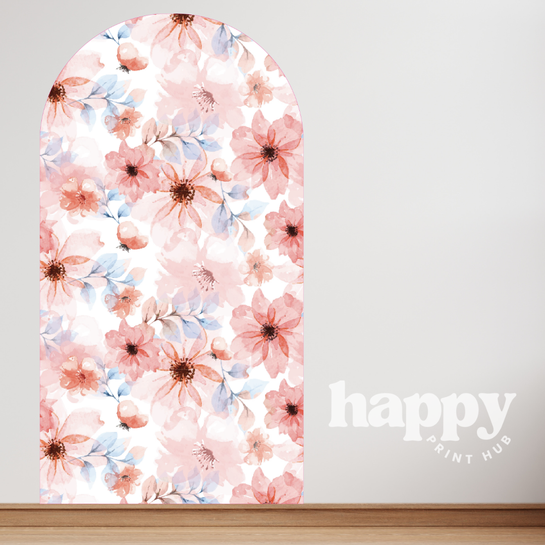 Pink & Blue Floral Arch Wall Decal