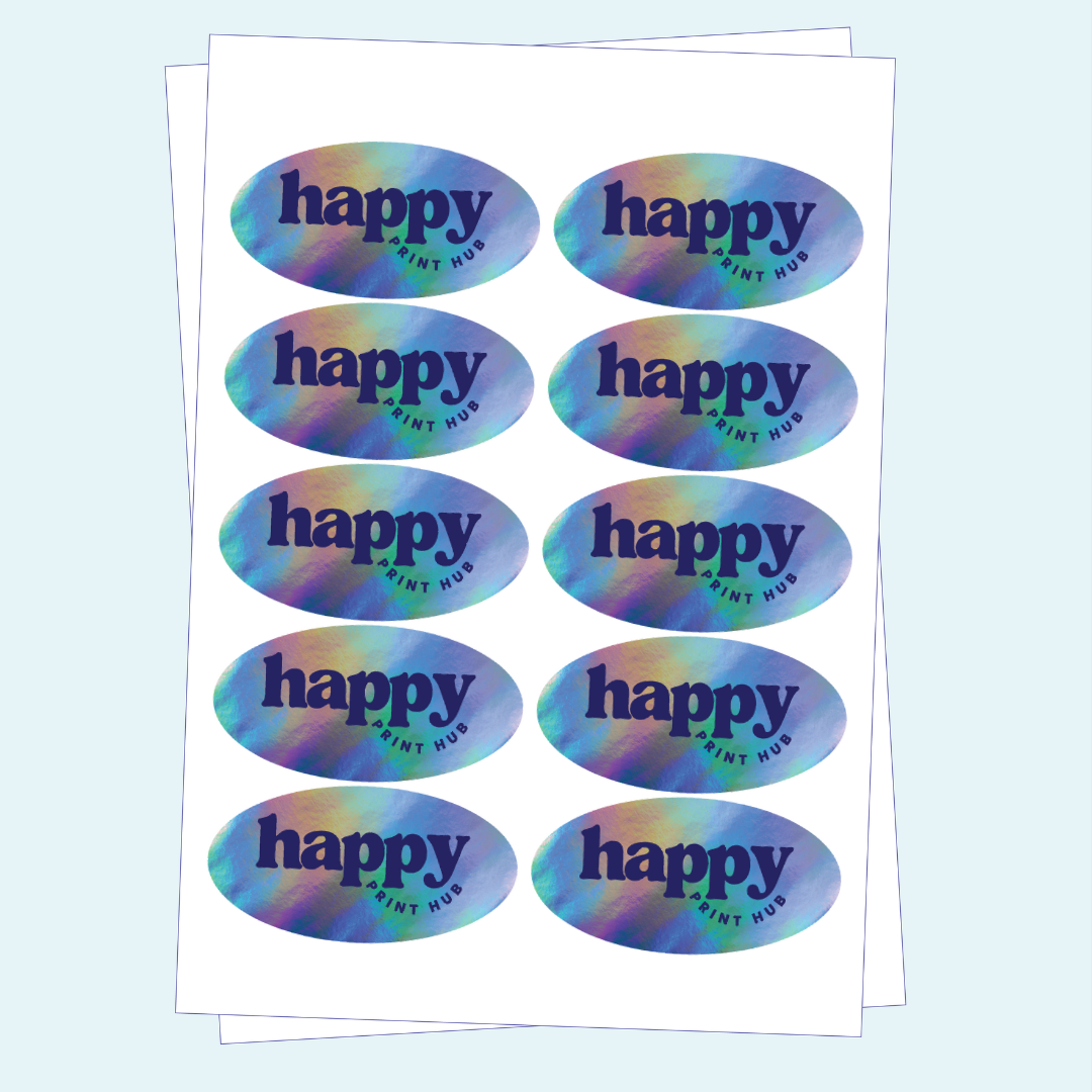 Oval Sticker Labels - Holographic | Sheets