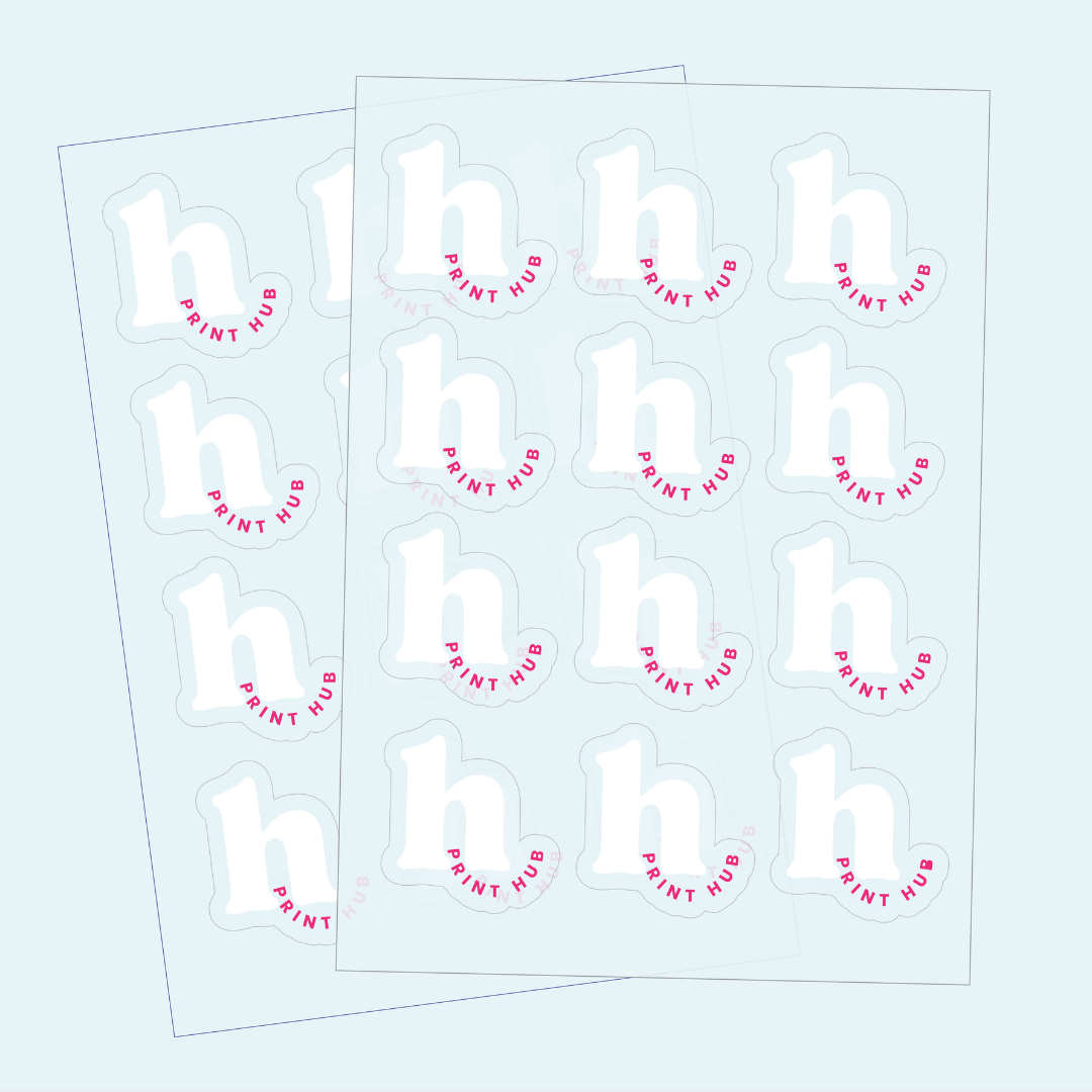 Die-Cut Kiss-Cut Sticker Labels - Clear Vinyl + White Ink | Sheets