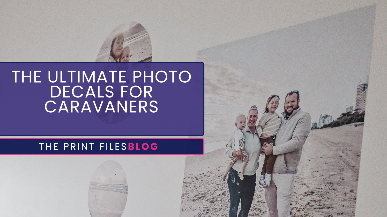 Caravaners displaying family photos using removable wall decals