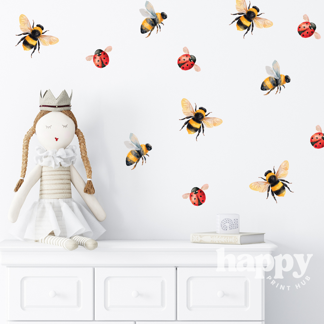 Bees + Ladybugs Wall Decals