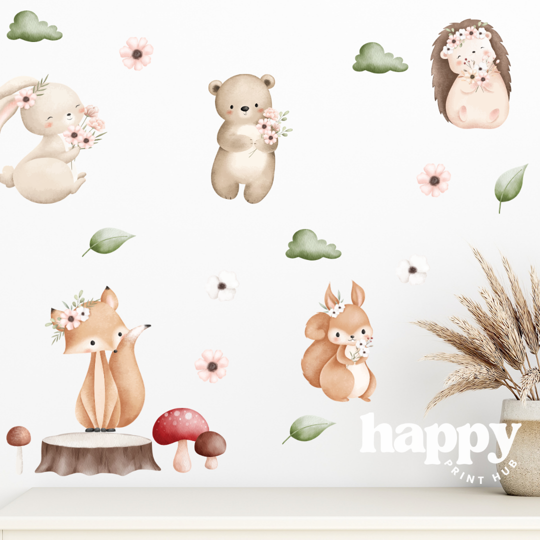 Woodland Flower & Friends Wall Decals