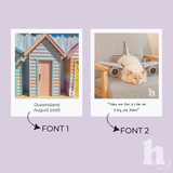 Font options for personalised captions on retro instant-print decals